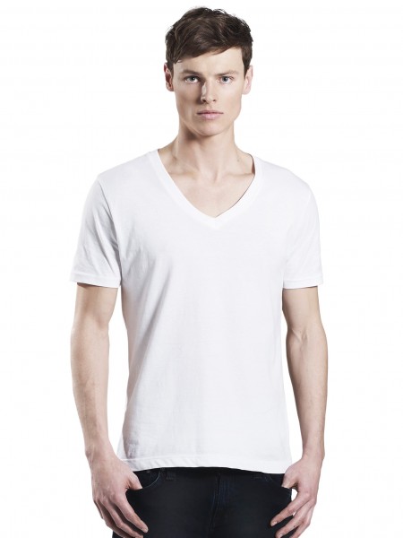 Mens V-Neck T-Shirt, weiß